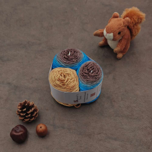 Kit Chaussettes - Amande Fing - Pavot bleu de l'Himalaya / Marrons grillés Gradient + L'or des Incas - S